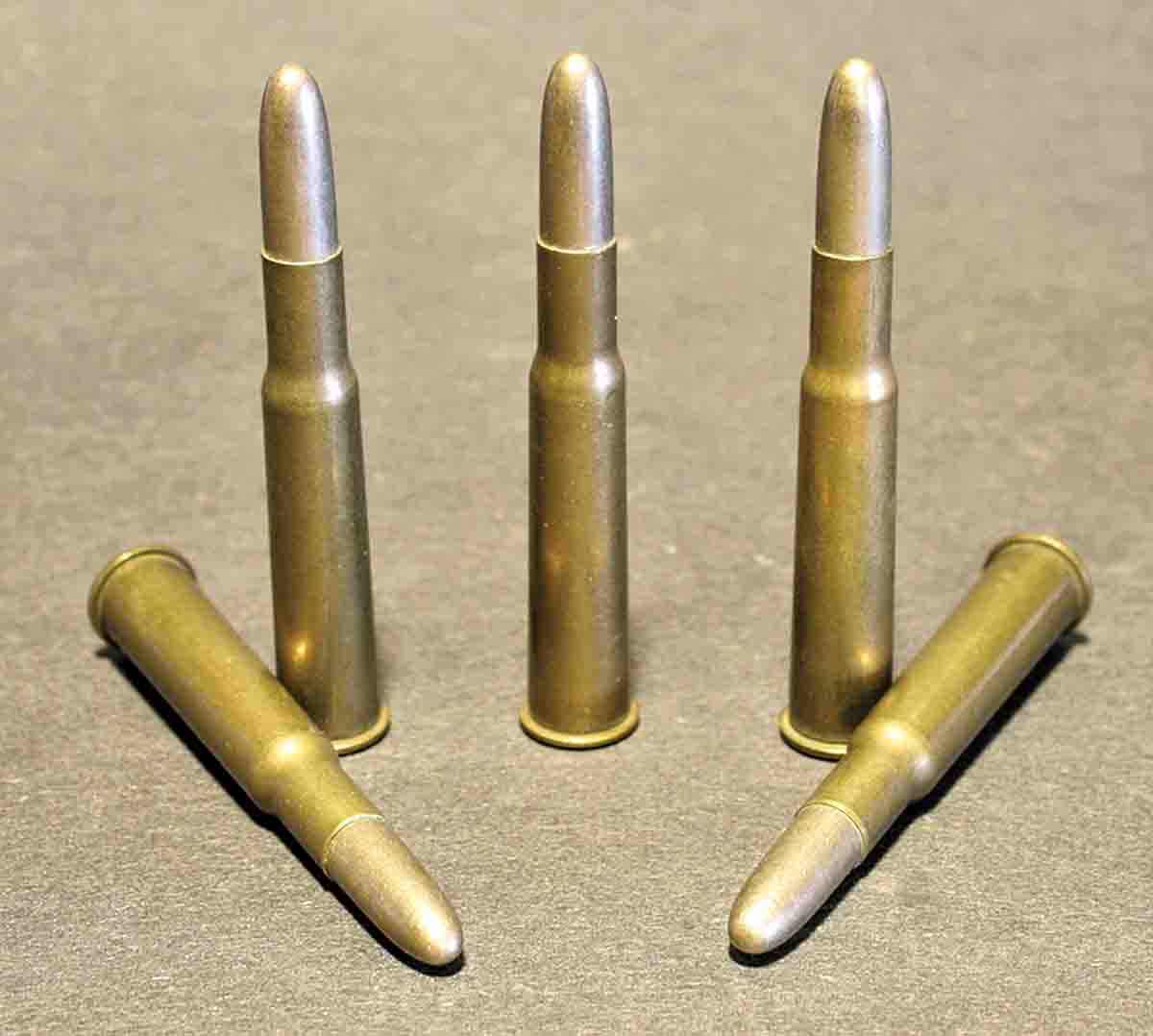 One problem that contributed to bore erosion with early jacketed bullets was cupronickel, a combination of copper and nickel that was very hard, but also left very hard, lumpy bore fouling. These U.S. Army .30-40 Krag rounds were made over a century ago, and their “silver” color shows the large amount of nickel.
